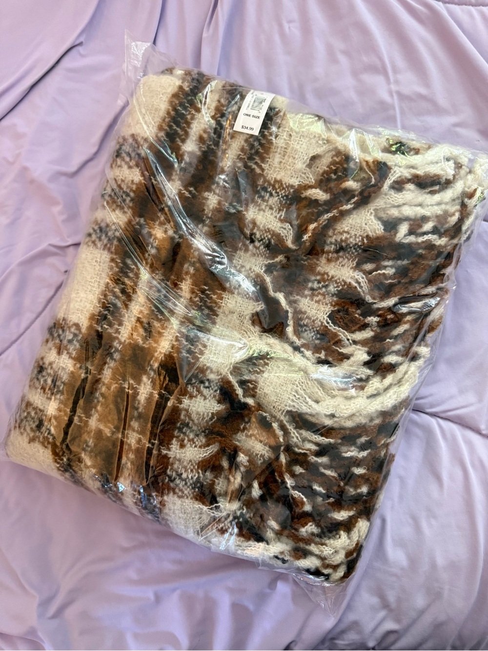GAP Brown & Cream Patterned Knit Wrap Scarf